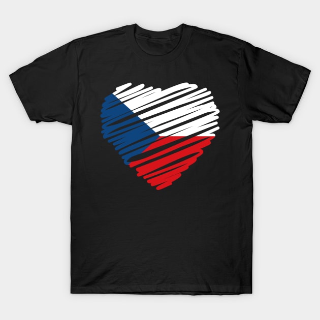 Czech Heart Flag T-Shirt by dk08